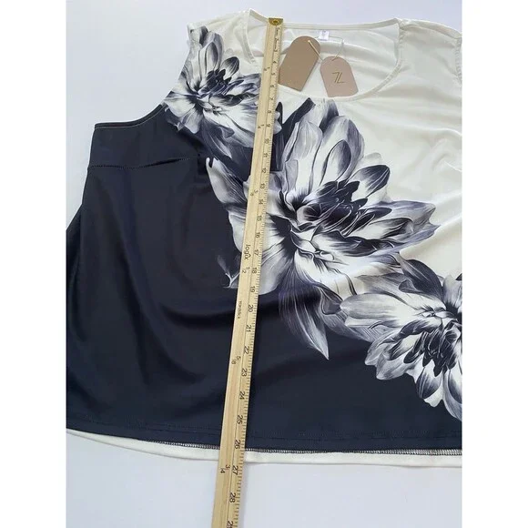 Zolucky 3X Floral Jersey Tank Top Graphic Sleeveless Blouse Boho Chic Minimalist - Picture 4 of 6